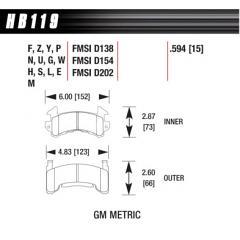 Hawk Brake Pads, Small GM Metric, DTC 70 Compound